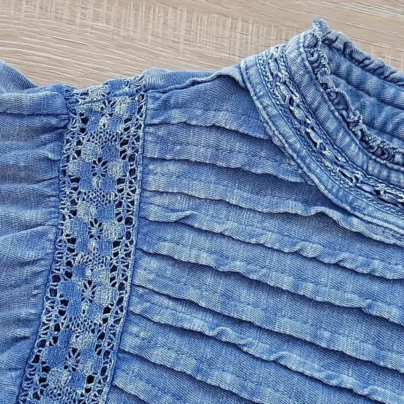 EUC Free People Le Femme Ruffled Crotchet Top Size XS - Picture 5 of 7